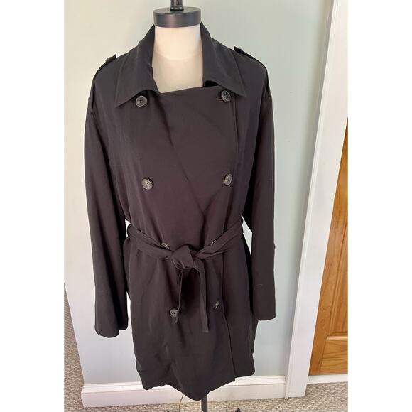 ALLSAINTS Adalia Mac Trench Coat Black US SZ 4 Lightweight Double Breasted